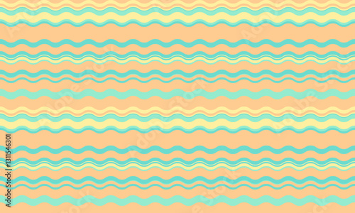 Abstract background with wavy stripes in vibrant colors, creating a rippled, liquid effect. Smooth curves and textured lines add elegance, vitality, and creativity. Ideal for wallpaper or textile.