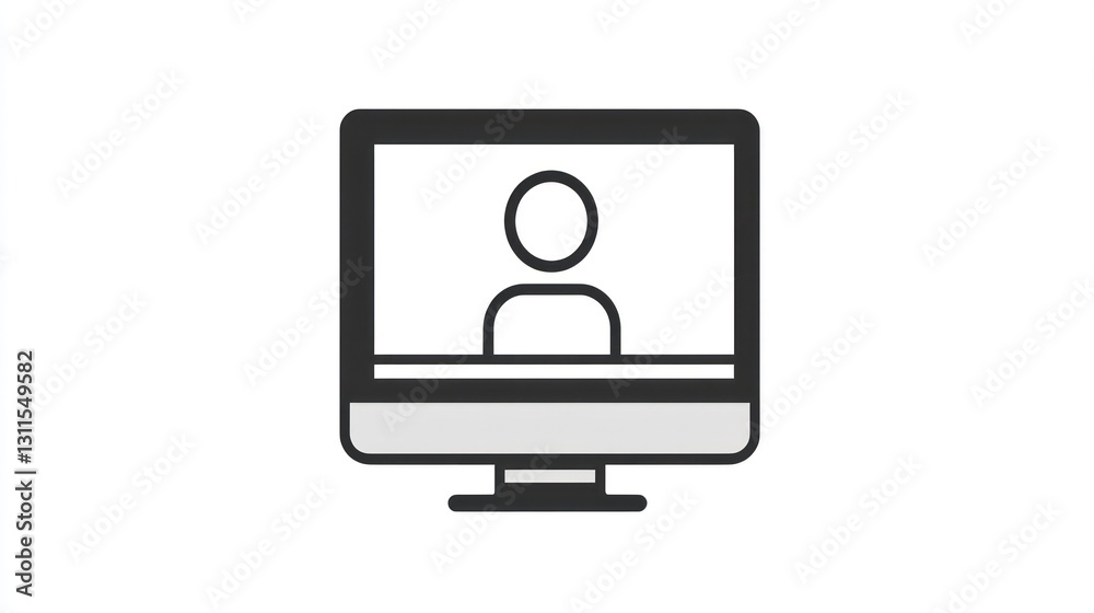 Simple icon of computer screen with user profile Simple icon of computer screen with user profile