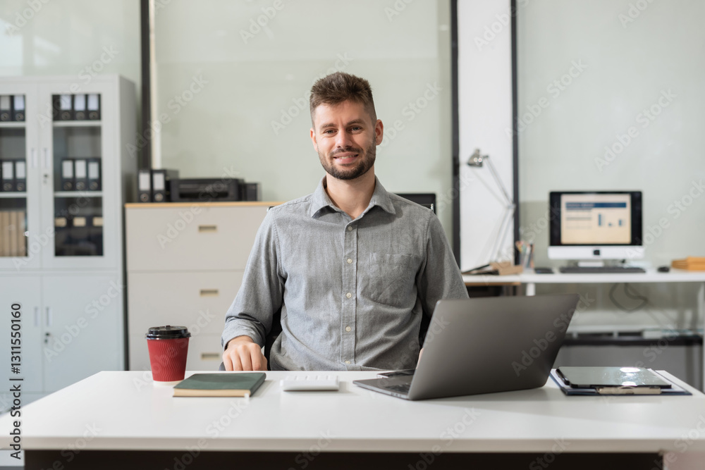 successful businessman male with inspiration from their excellent financial results. successful businessman male with inspiration from their excellent financial results.