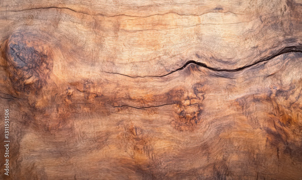 Naklejka premium Dark Brown Wood Grain Texture with Cracks and Lines