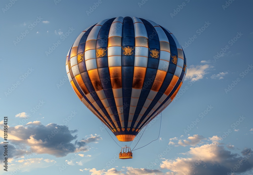 Fototapeta premium Colorful hot air balloon flying over the blue sky.