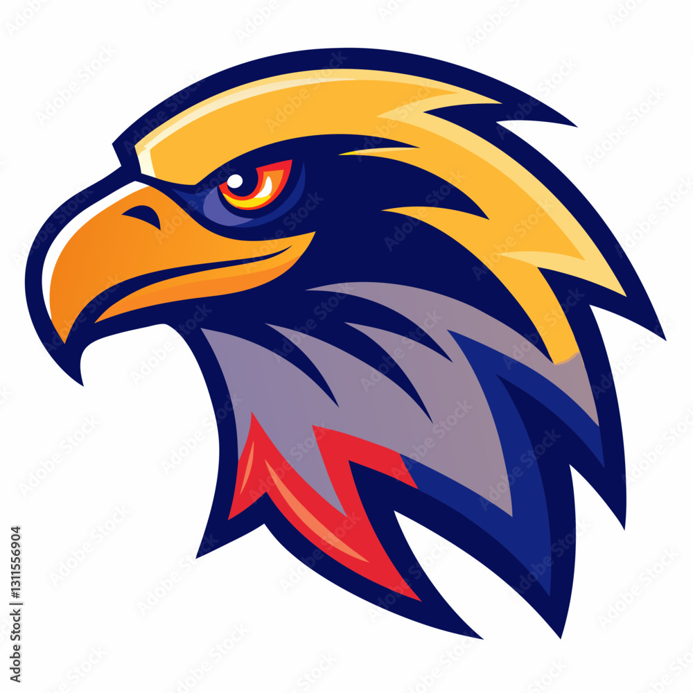 Fototapeta premium American Bald Eagle with Flag Illustration in Vector Style