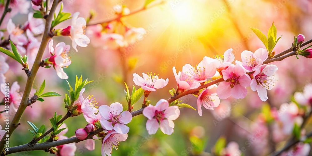 Obraz premium Spring Blossoms: Fruit Tree in Full Bloom, Copy Space Left