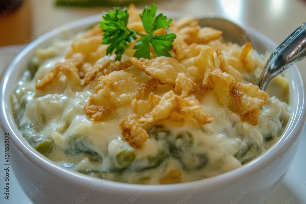 Green Bean Casserole: Creamy and Delicious with Crispy Fried Onions Topping Green Bean Casserole: Creamy and Delicious with Crispy Fried Onions Topping