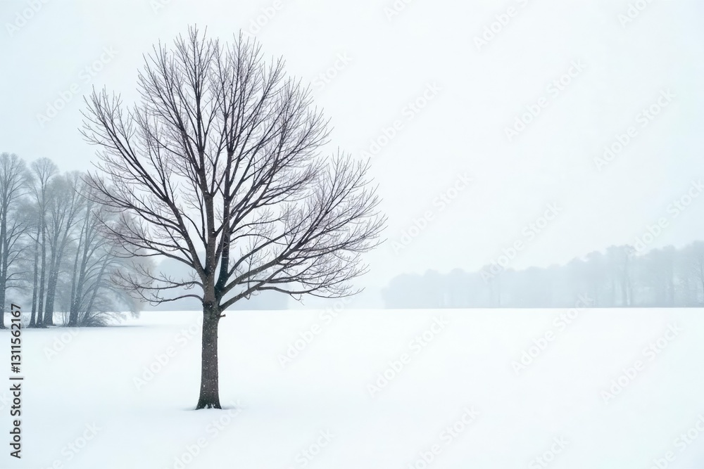 Single isolated branch on a snowy white background with bare trees, winter, empty, bare Single isolated branch on a snowy white background with bare trees, winter, empty, bare