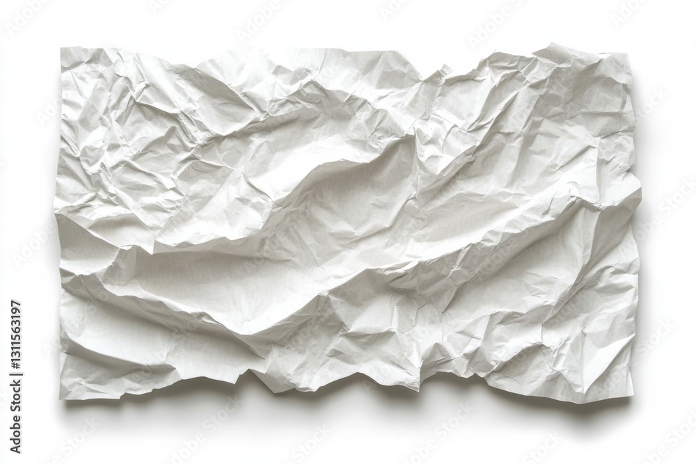 Obraz premium Crumpled White Paper Sheet with Subtle Shadows