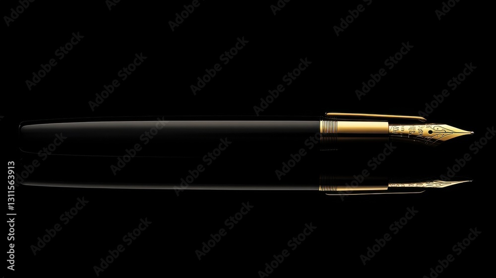 Elegant Minimalistic Modern Fountain Pen in Matte Black Elegant Minimalistic Modern Fountain Pen in Matte Black