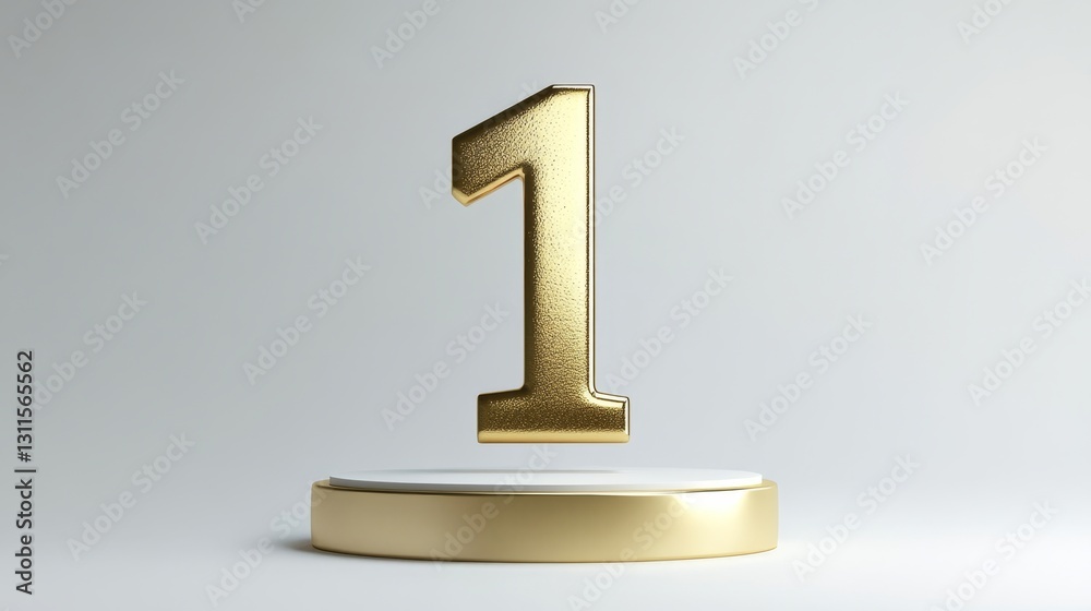 Elegant 3D Rendered Minimalistic Podium with Golden Number One Elegant 3D Rendered Minimalistic Podium with Golden Number One
