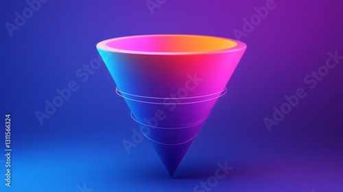 Dynamic 3D Funnel Icon for Marketing and Customer Engagement Visuals