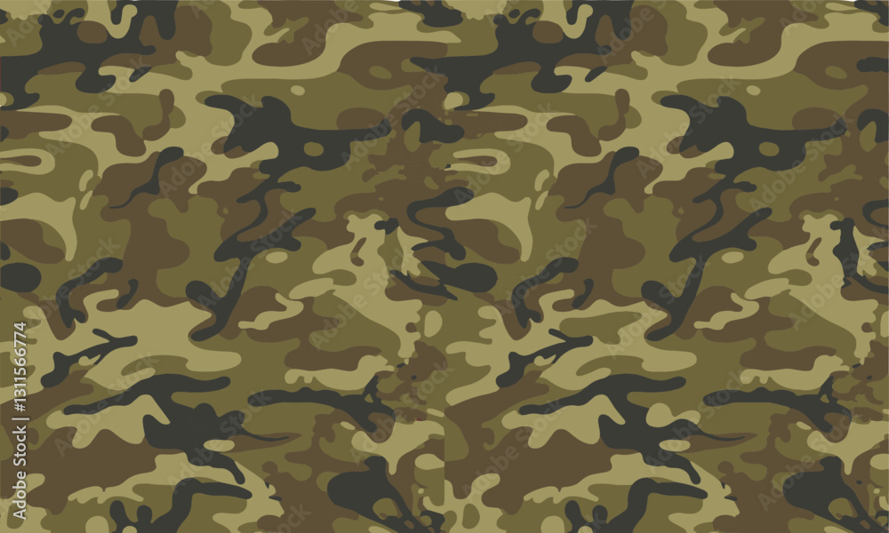 Modern seamless vector-style camouflage pattern featuring, easily editable.