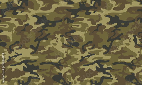 Modern seamless vector-style camouflage pattern featuring, easily editable.