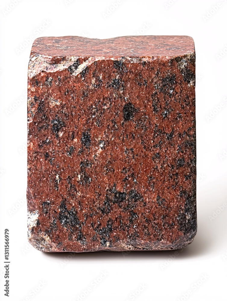 Rustic Red Granite Cube with Coarse Surface and Natural Speckled Pattern Rustic Red Granite Cube with Coarse Surface and Natural Speckled Pattern