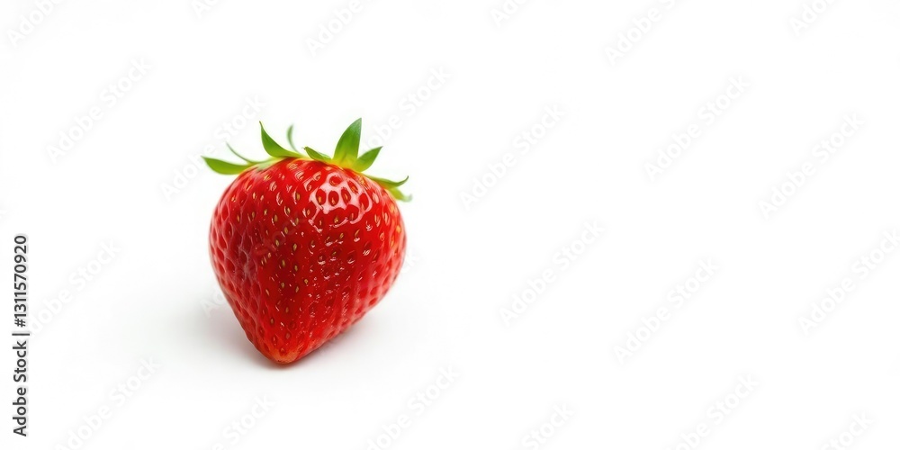 A single ripe strawberry, vibrant red, isolated on pure white , summer fruit, red A single ripe strawberry, vibrant red, isolated on pure white , summer fruit, red