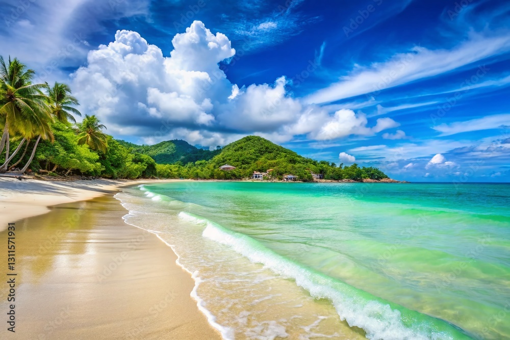 Obraz premium Stunning Chaweng Beach, Koh Samui: White Sand, Turquoise Waters, Thailand
