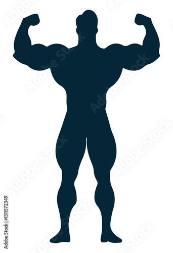 silhouette of a bodybuilder shape vector illustration, big muscles body shape vector illustration