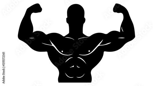 silhouette of a body builder posing shape 