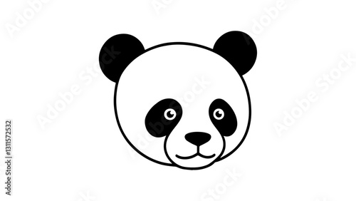 panda bear vector illustration, panda outline vector shape illustration on white background