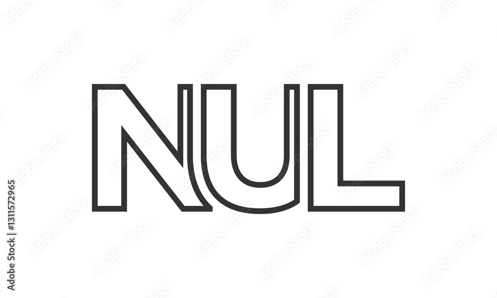 NUL logo design template with strong and modern bold text. Initial based vector logotype featuring simple and minimal typography. Trendy company identity. NUL logo design template with strong and modern bold text. Initial based vector logotype featuring simple and minimal typography. Trendy company identity.