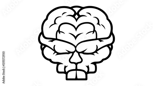 sleeping old brain vector outline illustration, sleeping mind vector illustration