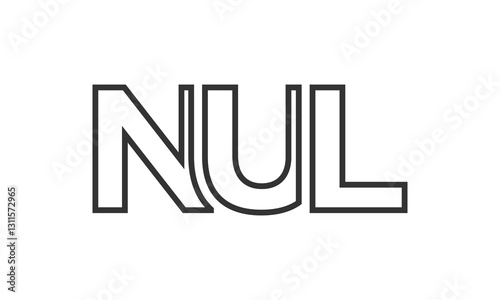 NUL logo design template with strong and modern bold text. Initial based vector logotype featuring simple and minimal typography. Trendy company identity.