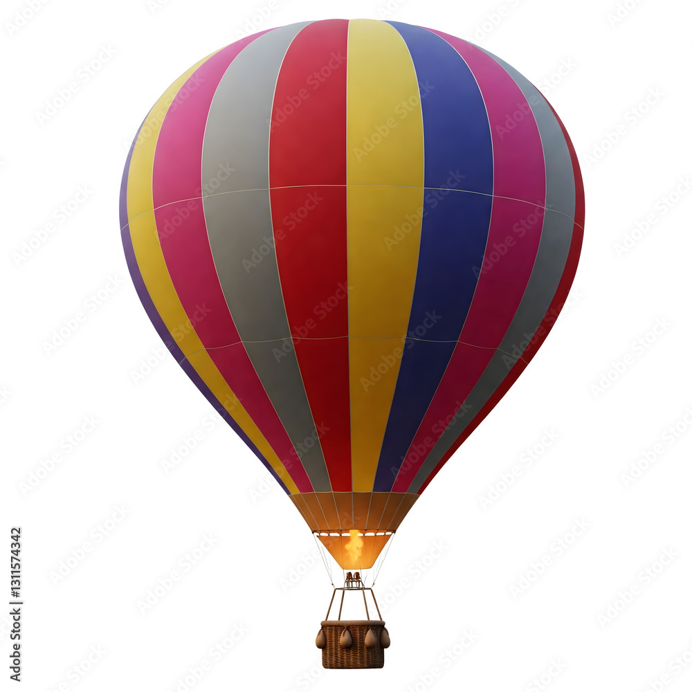 Naklejka premium Colorful Hot Air Balloon Against a Black Background