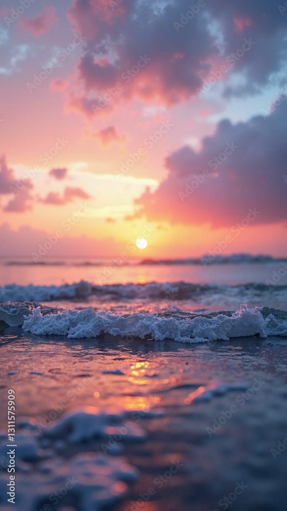 A Serene Sunset Over Calm Ocean Waters: Perfect for Travel Brochures, Wellness Ads, and Mindfulness Apps A Serene Sunset Over Calm Ocean Waters: Perfect for Travel Brochures, Wellness Ads, and Mindfulness Apps