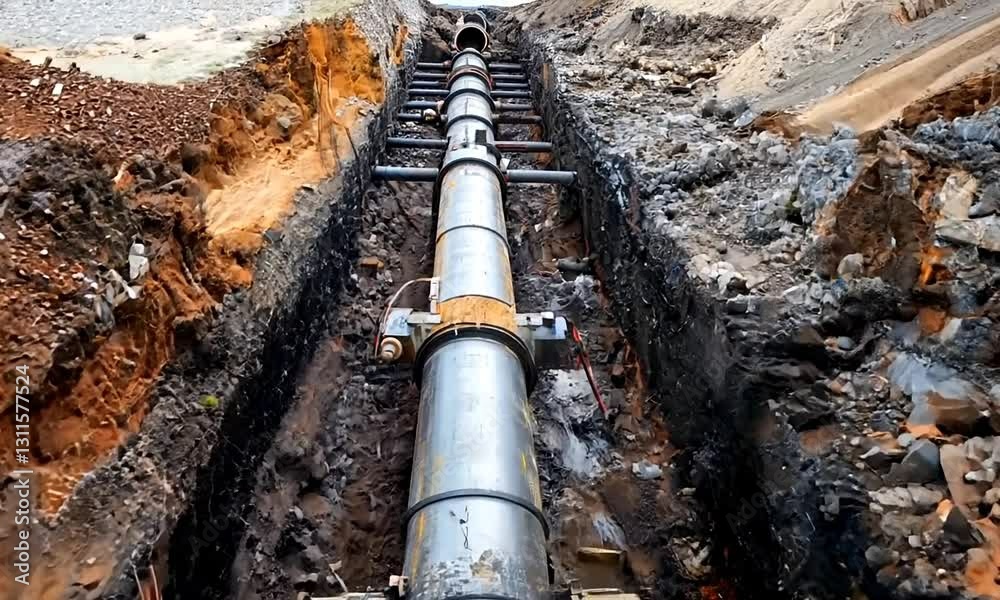 Laying large diameter pipes in deep trench