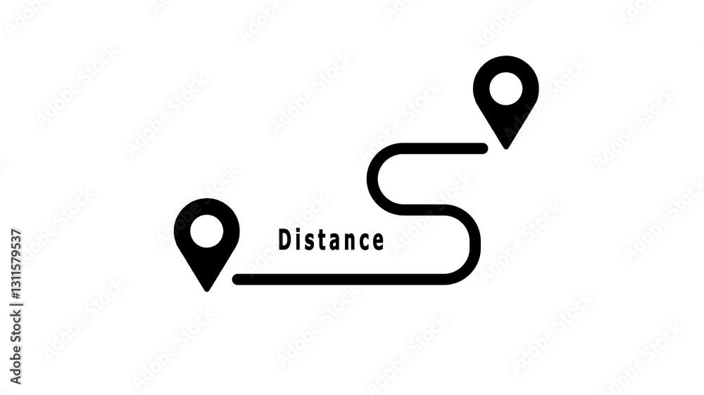 Map route icon. Gps path symbol. Travel signs. Roadmap symbols. Distance, geo pin, start and finish icons. Black, blue ,white color.