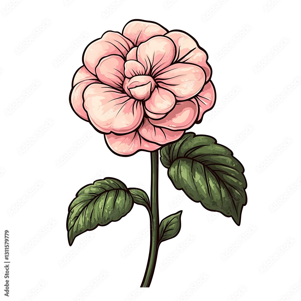 Fototapeta premium Pink Camellia Illustration