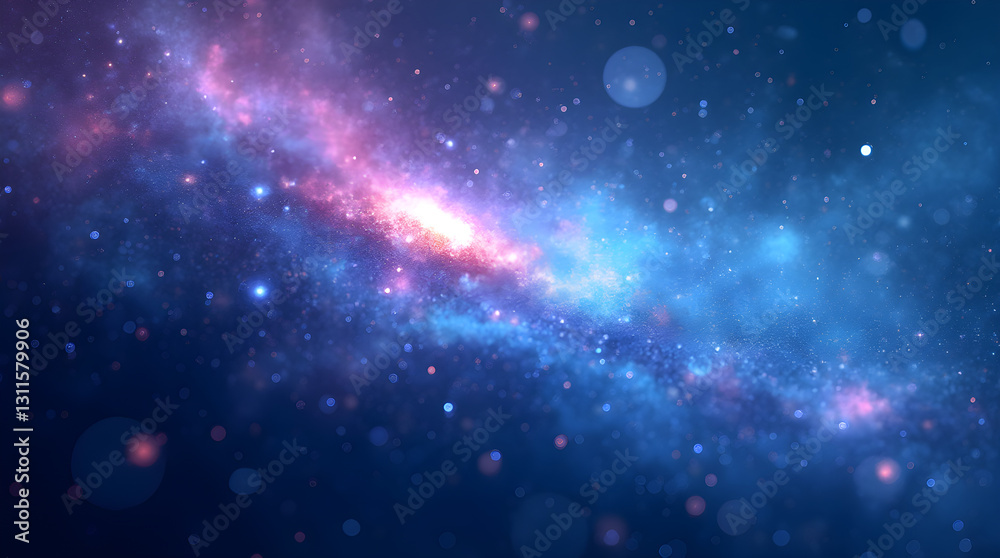 Fototapeta premium Vibrant Pink and Blue Galaxy Nebula Cosmic Dust Stars Space Art Background