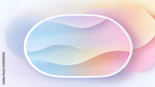 Pastel holographic clouds frame a design ideal for invitations. Soft gradients and elegant simplicity. AI generated