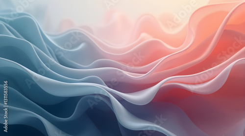 Wallpaper Mural Smooth Glossy 3D Abstract Waves - Blue Red Orange Fluid Flowing Gradient Digital Art Torontodigital.ca