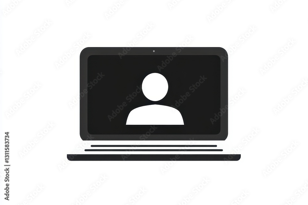Modern Teleconference Icon Design Featuring Laptop and Video Call Modern Teleconference Icon Design Featuring Laptop and Video Call