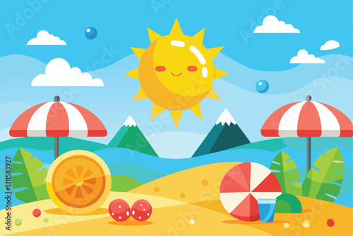very beautiful summery illustration design
