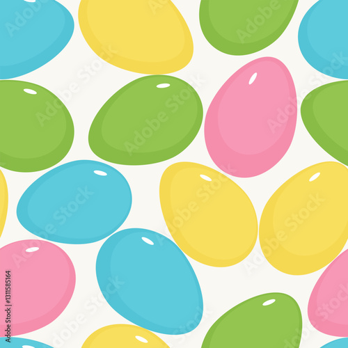 Colored Easter eggs isolated on a white background. Seamless pattern. Festive background for paper, gift wrap, textile, card, wallpaper.