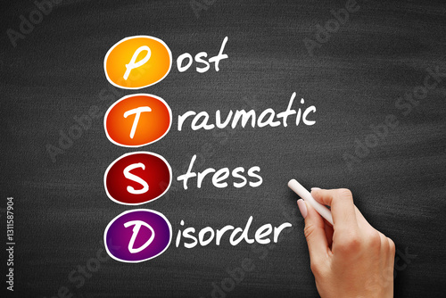 PTSD - Posttraumatic Stress Disorder acronym, medical concept background photo