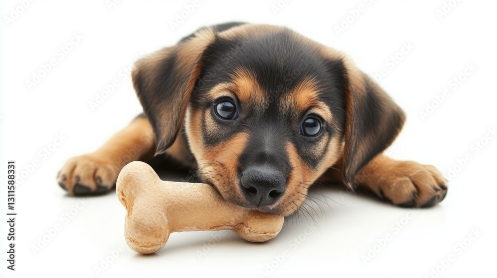 Obraz premium Generic Playful Puppy Perspective Chewing Bone Easy