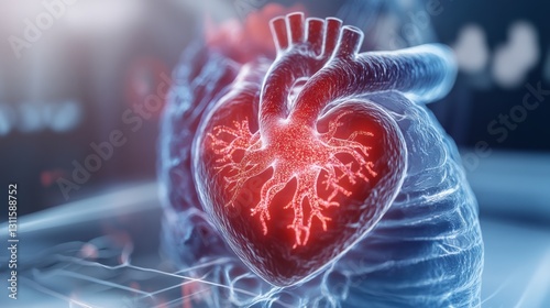 Exploring heart health a visual representation of cardiac anatomy medical science digital art clinical environment close-up view wellness concepts