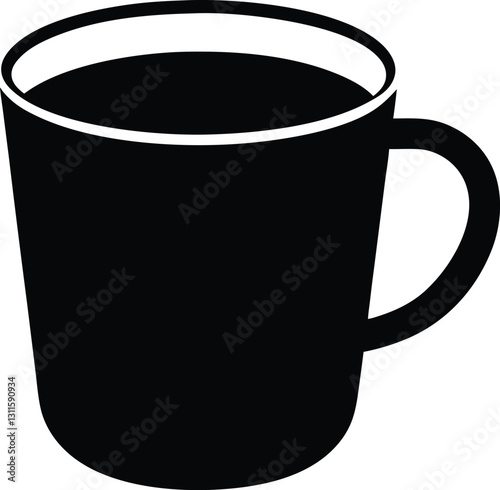 Black Mug Vector Art, Coffee Mug Silhouette Design Vector Illustration