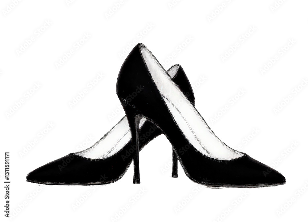 Black High Heel Shoes Sketch with Transparent Background Black High Heel Shoes Sketch with Transparent Background