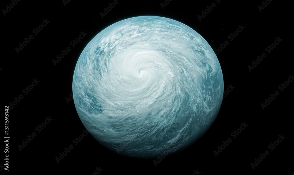 Icy Blue Planet with Swirling Vortex Icy Blue Planet with Swirling Vortex
