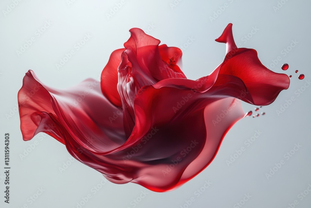 Fototapeta premium A Vibrant Red Rose Blooming with Silk Petals