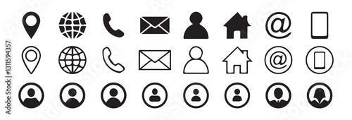 Contact information icons, Contact us Web icon set for web and mobile. Communication set. Vector Illustration Eps 10