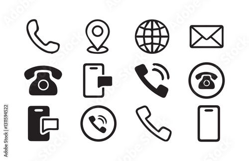 Contact information icons, Contact us Web icon set for web and mobile. Communication set. Vector Illustration Eps 10