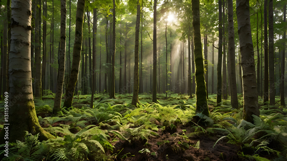 forest in the morning, Lush forest with visible soil layers, symbolizing growth and sustainability in the tree wood business forest in the morning, Lush forest with visible soil layers, symbolizing growth and sustainability in the tree wood business