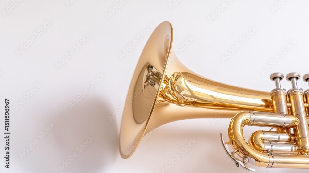 Naklejka premium Shiny brass instrument with intricate detailing reflecting light