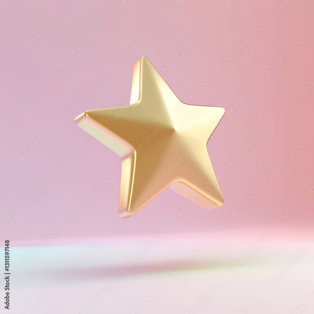 Minimal 3D Gold Star Trophy Icon Floating on Stylish Background Minimal 3D Gold Star Trophy Icon Floating on Stylish Background