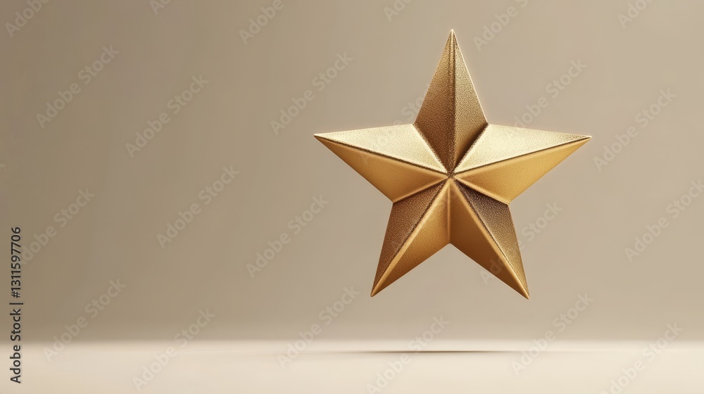 Obraz premium Simple Yet Elegant 3D Golden Star Emblem Floating in Space