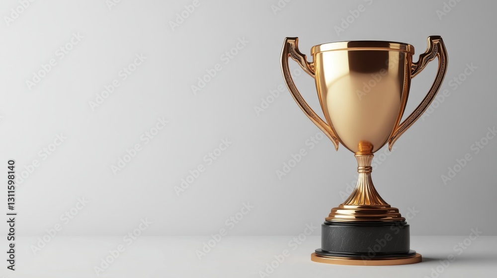 Smooth Reflective 3D Rendered Trophy Cup on Minimalist Surface Smooth Reflective 3D Rendered Trophy Cup on Minimalist Surface