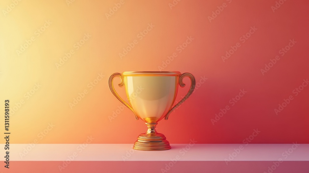Striking 3D Golden Trophy Cup with Minimalist Style and Gradient Background Striking 3D Golden Trophy Cup with Minimalist Style and Gradient Background